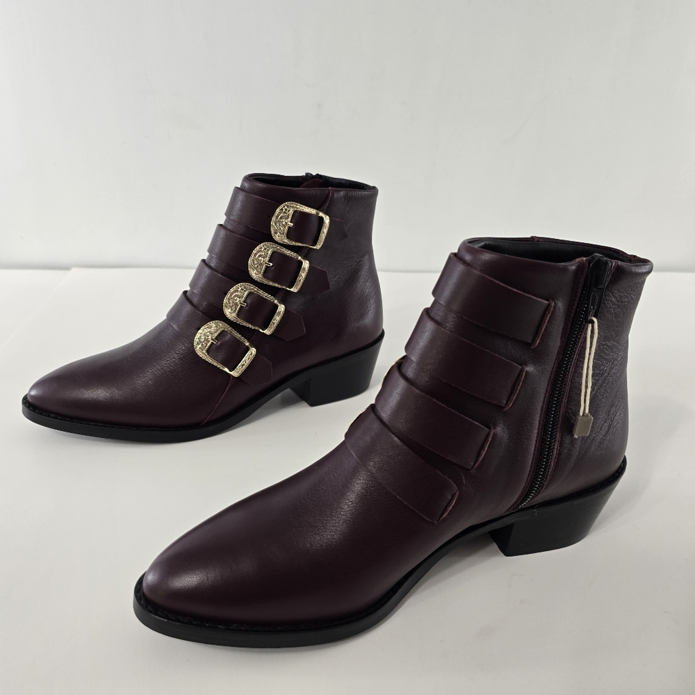 Anthropologie Anaki Paris Ankle Boots Leather Point Toe Pegasus Star NWT Sz 7.5 - Picture 6 of 11